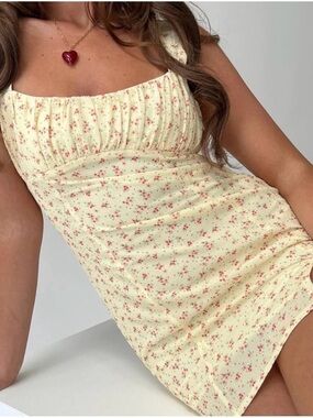 🌼PRINCESS POLLY FREYA YELLOW FLORAL MINI DRESS SIZE US 4🌼